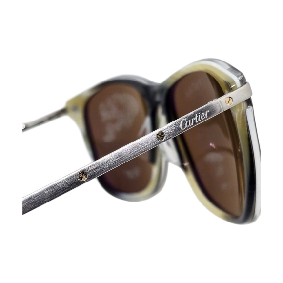 AUTHENTIC CARTIER  DARK GREEN Brown Sunglasses - Picture 5 of 9